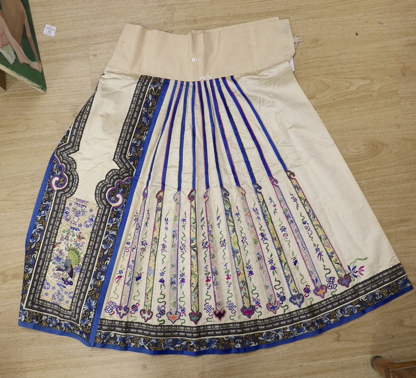 A 19th century multicoloured silk Chinese wedding skirt